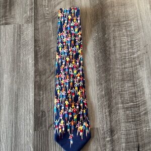VINTAGE ALYNN MARATHON RUNNERS DARK BLUE RED 100% SILK NECKTIE TIE Made In USA